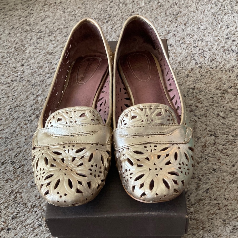 Corso Como perforated gold leather flats